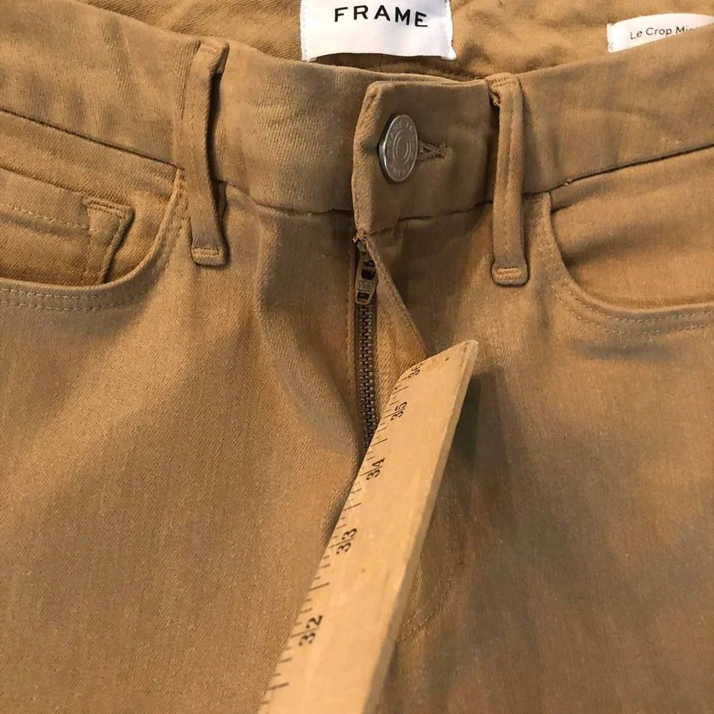 FRAME Le Crop Mini Boot Jeans Light Camel Coated Brown Size 26 Stretch